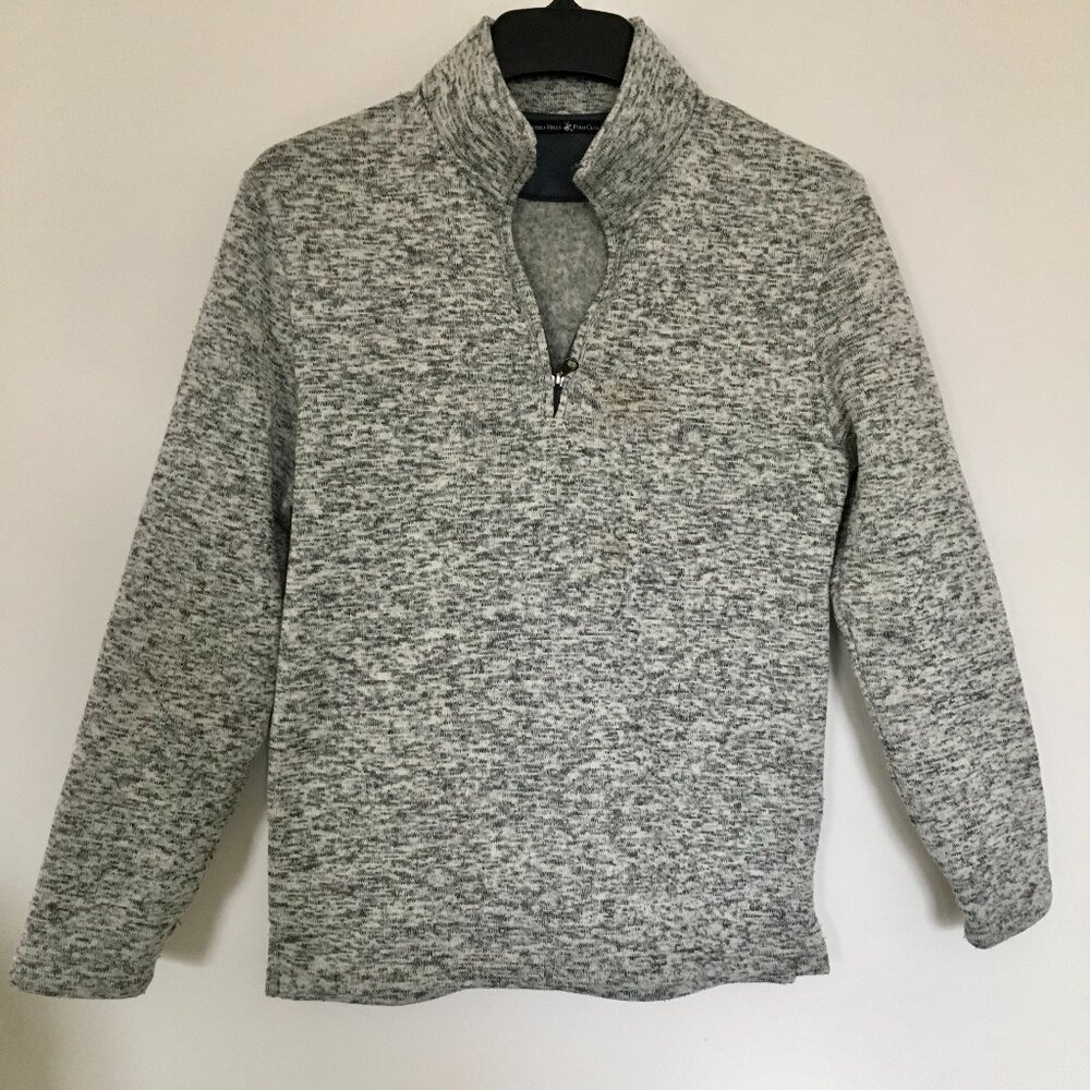 Beverly Hills PoloClub Gray Sweater 1/4 Zip Pullover Mens MockNeck Long Sleeve S